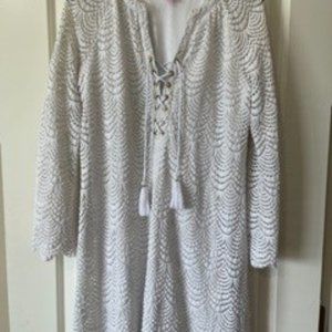 Lilly Pulitzer White Crochet Dress / Beach Cover-Up - Medium